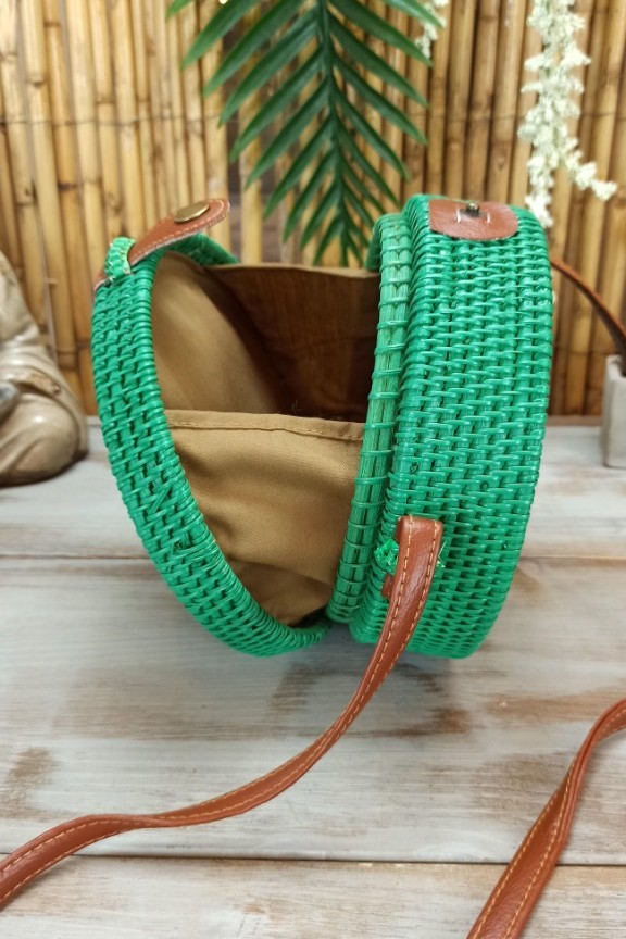 τσάντα-μπαμπού-στρογγυλή-πράσινη