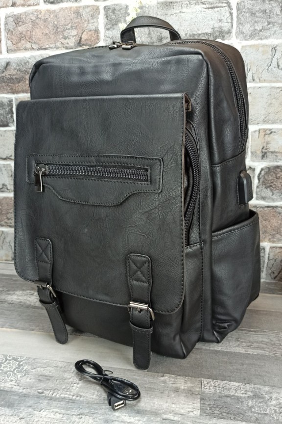 τσάντα-πλάτης-laptop-δερματίνη-μαύρη