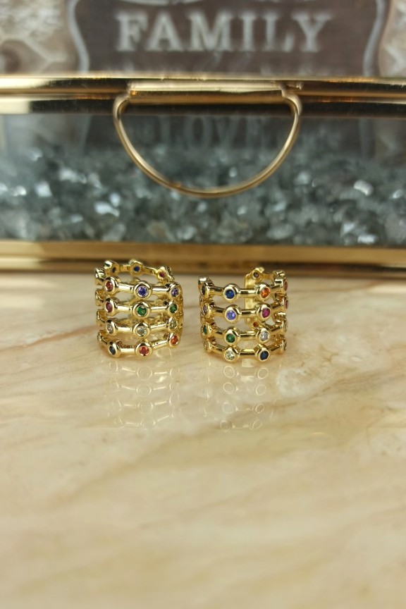 κρικάκια-earcuffs-πολύχρωμες-πέτρες-χρυσά