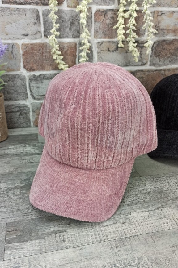 καπέλο-γυναικείο-σενίλ-ρίγα-ροζ