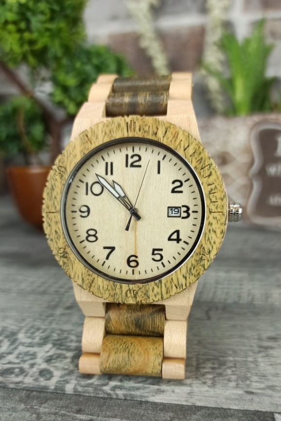 ξύλινο-ρολόι-μπρασελέ-πράσινο-άσπρο
