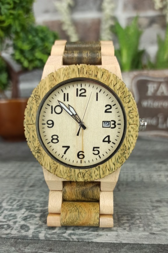 ξύλινο-ρολόι-μπρασελέ-πράσινο-άσπρο