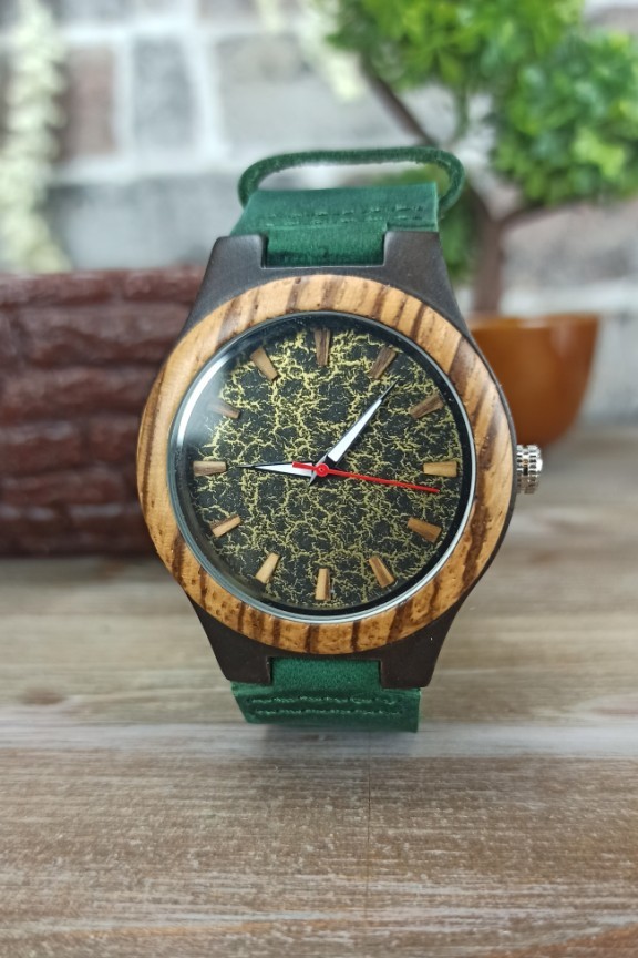 ξύλινο-ρολόι-χρυσό-μικρό-πράσινο