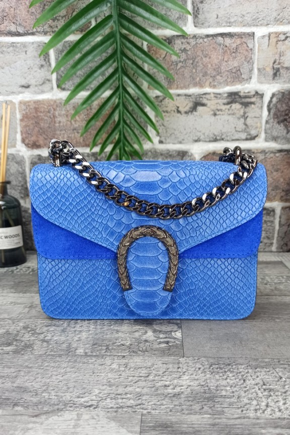 δερμάτινη-τσάντα-κροκό-αλυσίδα-μπλε