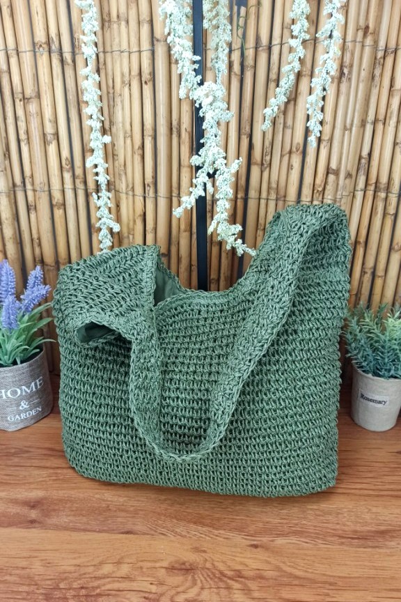 ψάθινη-τσάντα-hobo-πράσινη