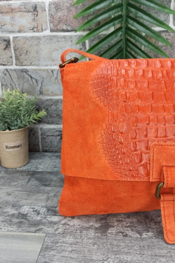δερμάτινη-τσάντα-καστόρι-κροκό-πορτοκαλί