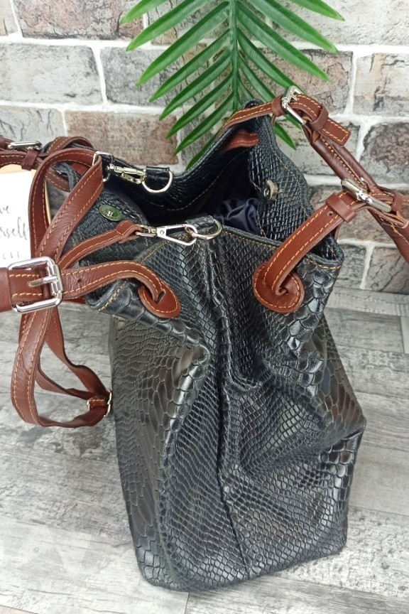 δερμάτινη-τσάντα-ώμου-φίδι-μαύρη