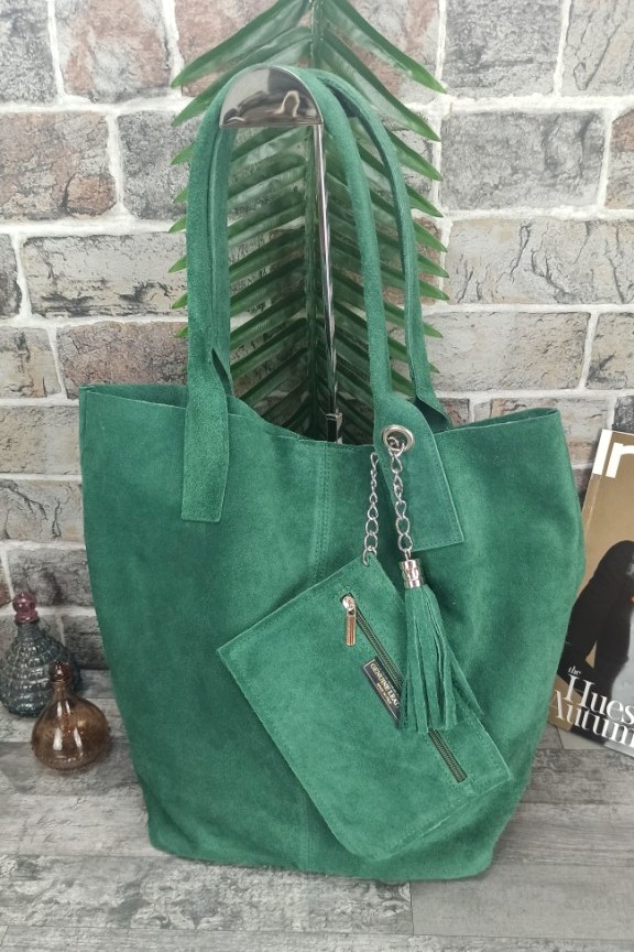 δερμάτινη-τσάντα-ώμου-καστόρι-πράσινη