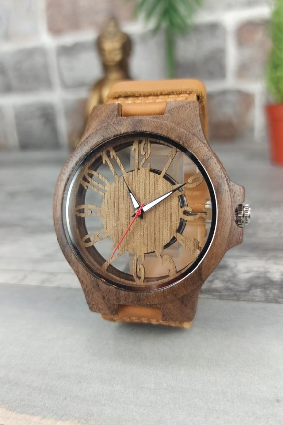 ξύλινο-ρολόι-διάφανο-καρυδιά