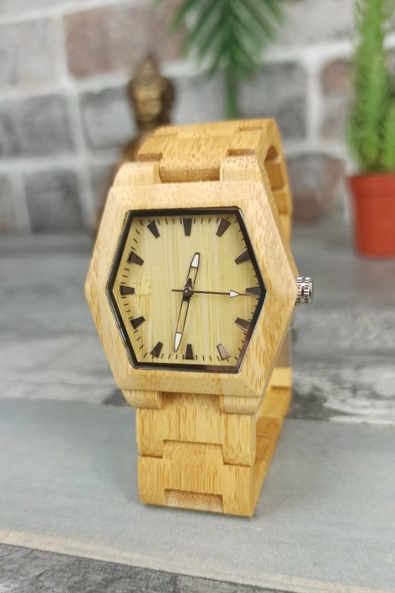 ξύλινο-ρολόι-πολυγωνικό-μπρασελέ-φυσικό