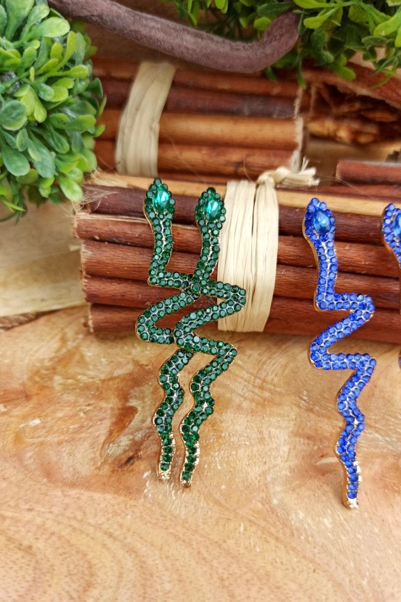 σκουλαρίκια-φίδια-ζιρκόν-πράσινα