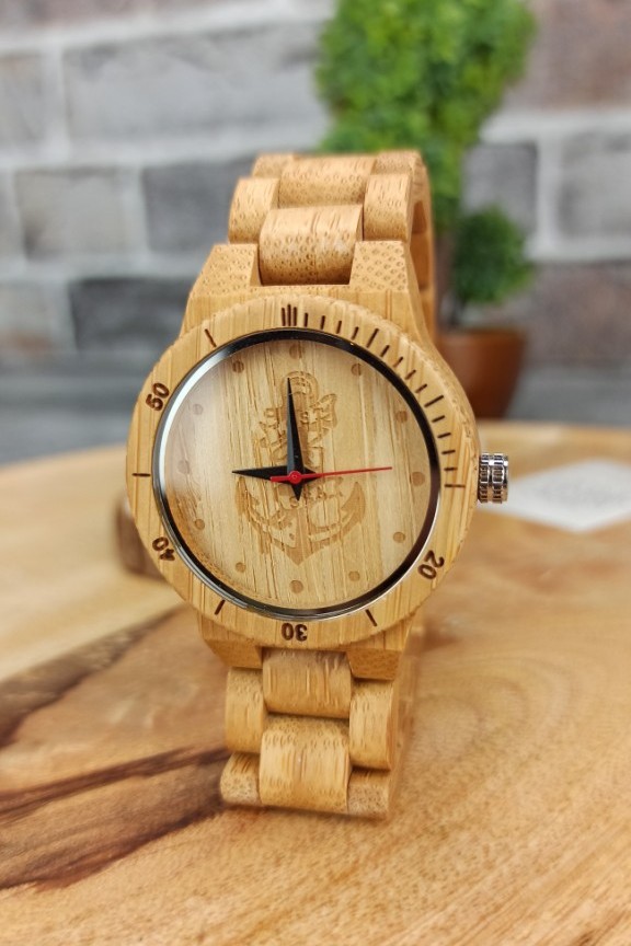 ξύλινο-ρολόι-μικρό-μπρασελέ-άγκυρα