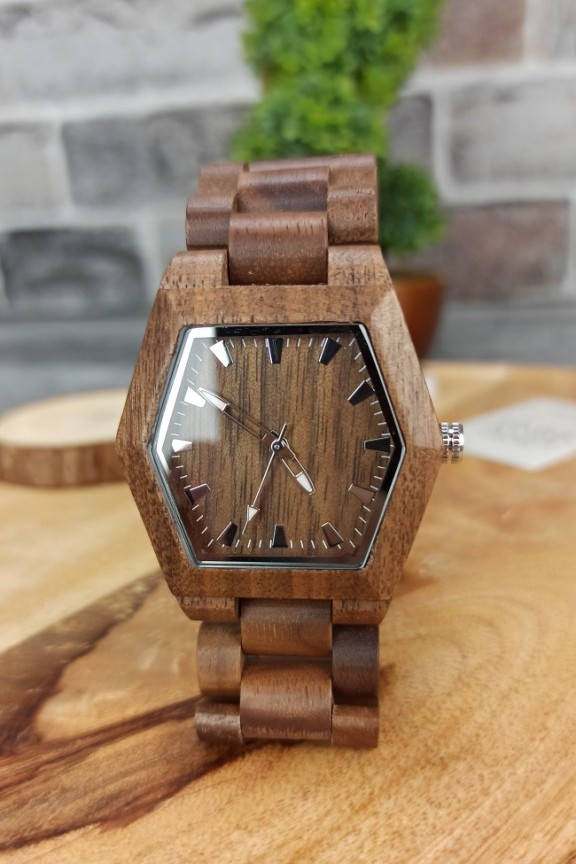 ξύλινο-ρολόι-πολυγωνικό-καρυδιά