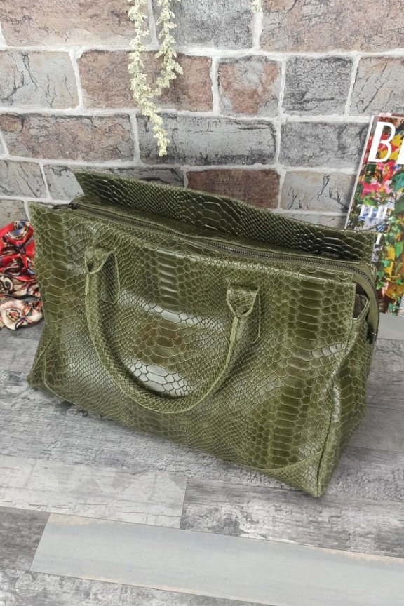 δερμάτινη-τσάντα-μεγάλη-κροκό-πράσινη