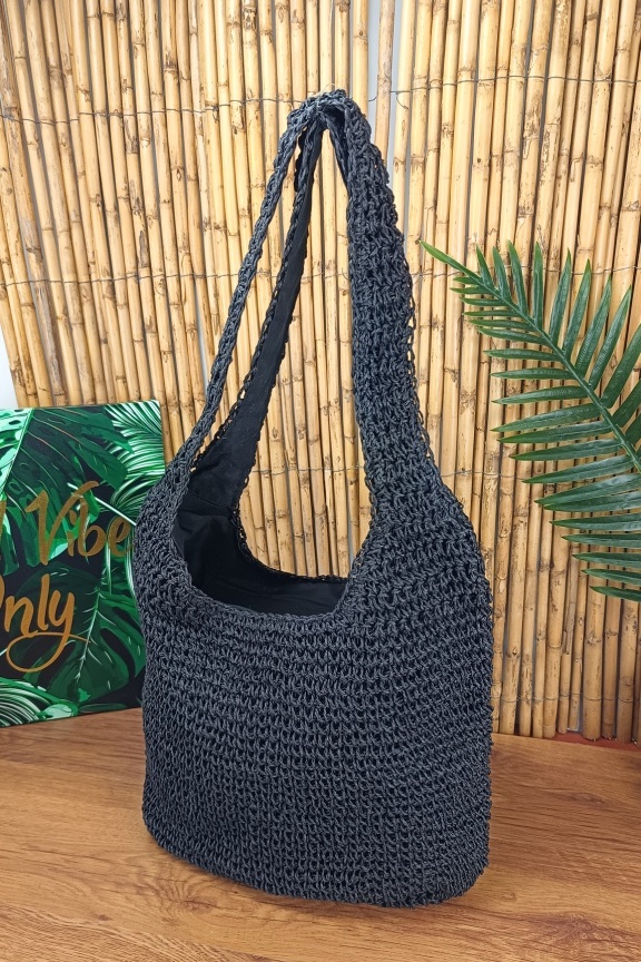 ψάθινη-τσάντα-hobo-μαύρη