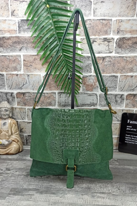 δερμάτινη-τσάντα-κροκό-πράσινη