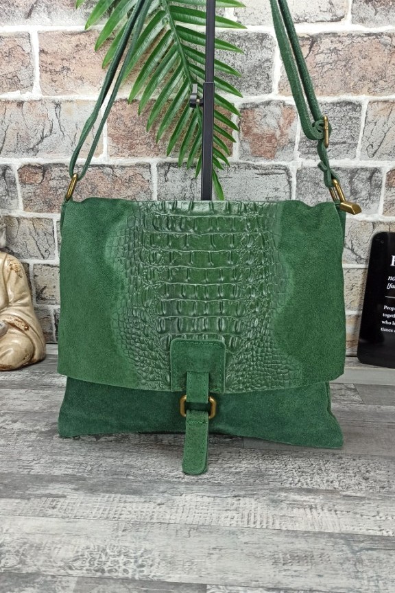 δερμάτινη-τσάντα-κροκό-πράσινη