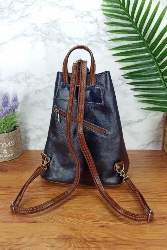 δερμάτινο-σακίδιο-πλάτης-μπλε-καφέ