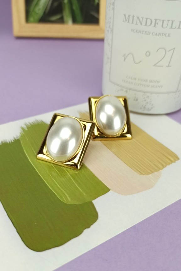 σκουλαρίκια-τετράγωνα-κλιπ-μαργαριτάρι-χρυσά