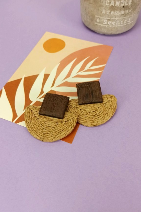 σκουλαρίκια-ξύλινα-μπαμπού-μπεζ