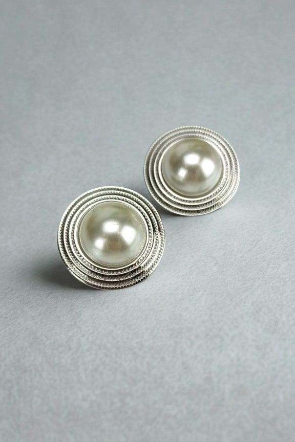 μεγάλα-vintage-σκουλαρίκια-κλιπ-πέρλα-ασημί