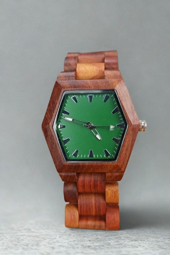 ξύλινο-ρολόι-πολυγωνικό-κερασιά