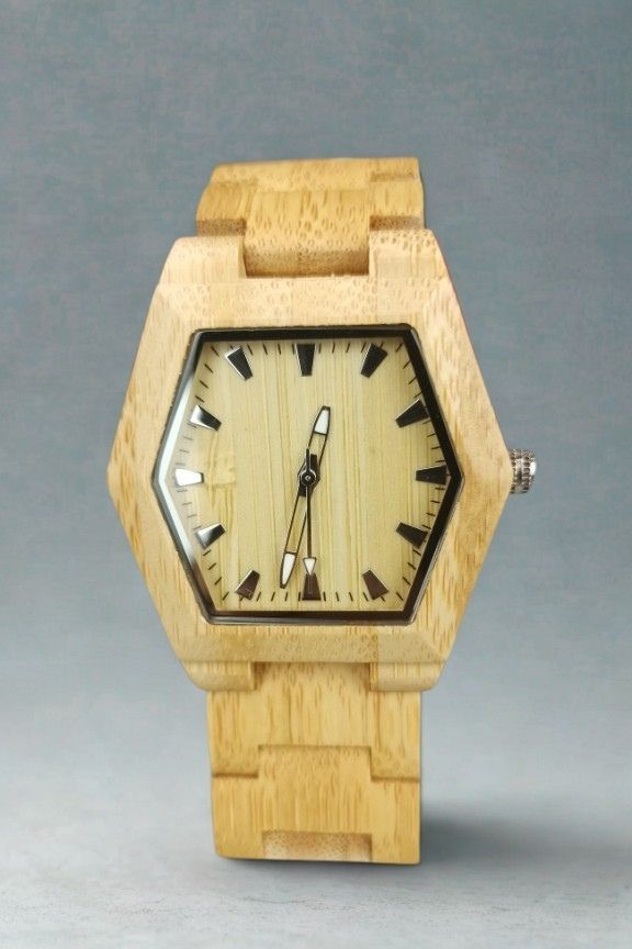 ξύλινο-ρολόι-πολυγωνικό-μπρασελέ-φυσικό