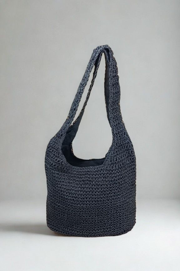 ψάθινη-τσάντα-hobo-μαύρη