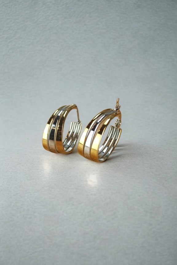 κρίκοι-τριπλοί-ασημί-χρυσό-ατσάλι