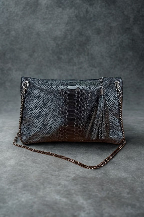 δερμάτινη-τσάντα-φάκελος-φίδι-μαύρη