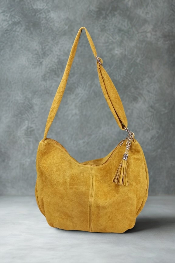 δερμάτινη-τσαντα-hobo-καστόρι-μουσταρδί