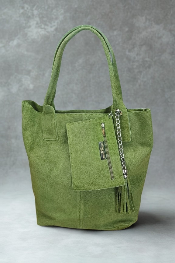 δερμάτινη-τσάντα-καστόρι-με-πορτοφολάκι-λαδί