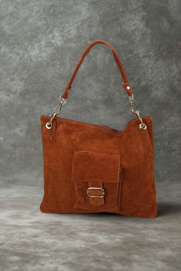 δερμάτινη-τσάντα-καστόρι-αγκράφα-καφέ