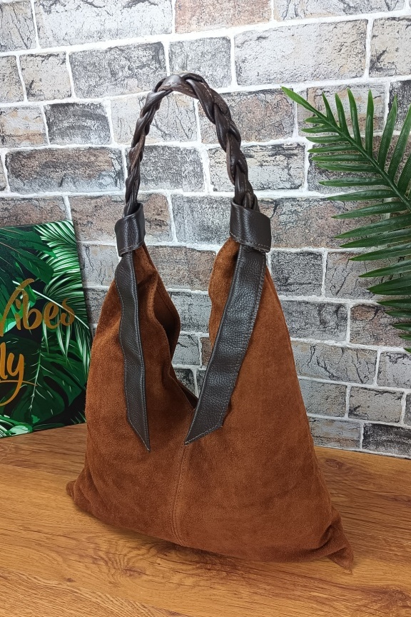 δερμάτινη-τσάντα-hobo-στριφτή-λαβή-καφέ