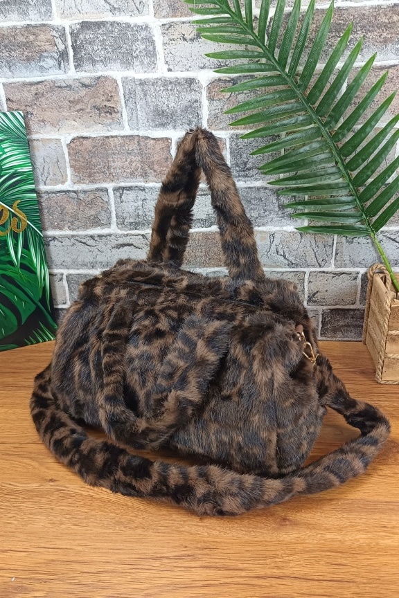 τσάντα-γούνα-λεοπάρ-καφέ