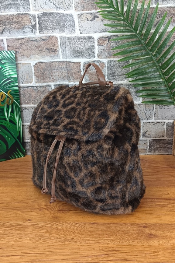 σακίδιο-πλάτης-λεοπάρ-γούνινο-καφέ
