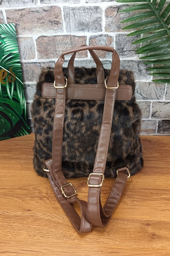 σακίδιο-πλάτης-λεοπάρ-γούνινο-καφέ
