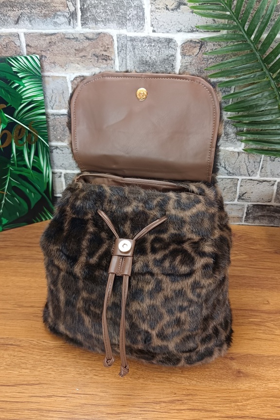 σακίδιο-πλάτης-λεοπάρ-γούνινο-καφέ