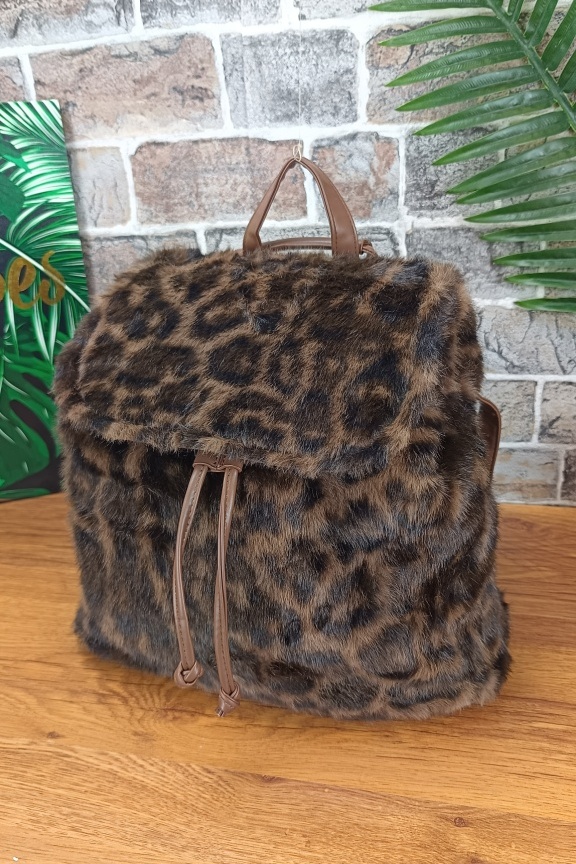 σακίδιο-πλάτης-λεοπάρ-γούνινο-καφέ