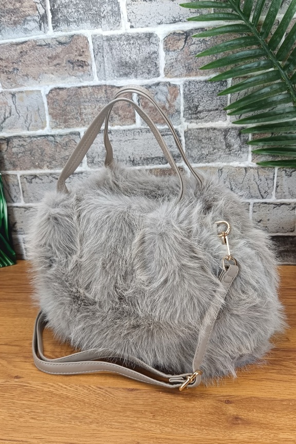 τσάντα-χιαστί-γούνα-γκρι