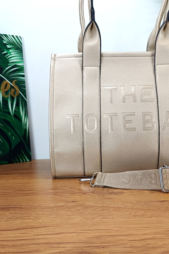 τσάντα-ώμου-δερματίνη-tote-χρυσή