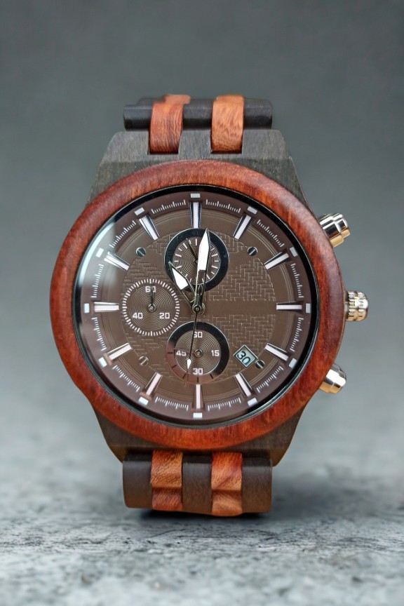 ξύλινο-ρολόι-χρονογράφος-κερασιά-έβενος