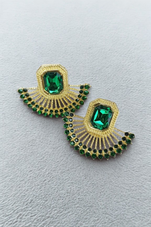 σκουλαρίκια-γεωμετρικά-πράσινοι-κρύσταλλοι