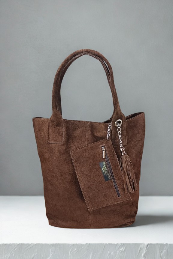 δερμάτινη-τσάντα-πορτοφολάκι-καστόρι-καφέ-σκούρο