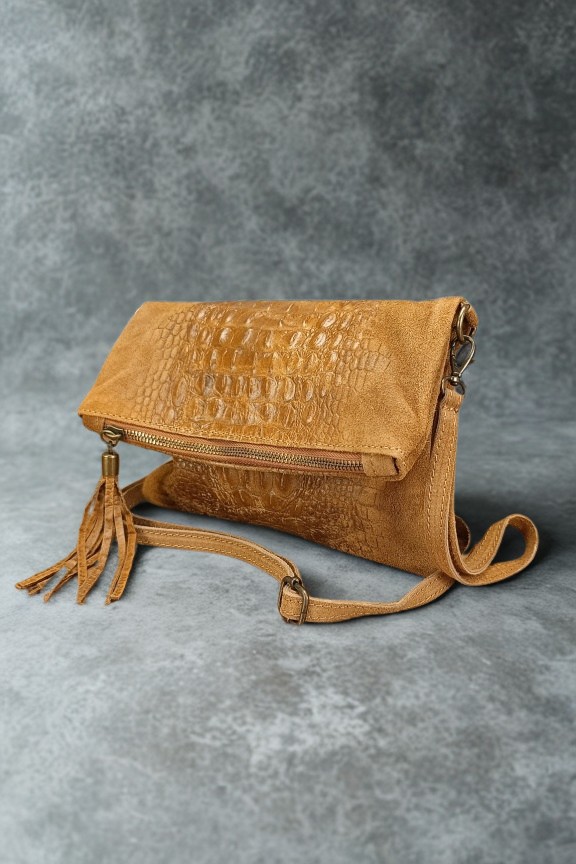δερμάτινο-τσαντάκι-καστόρι-κροκό-κάμελ