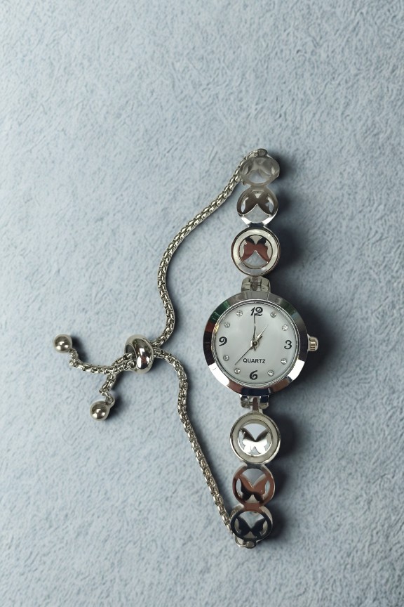 ρολόι-βραχιόλι-πεταλούδες-ασημί-ατσάλι