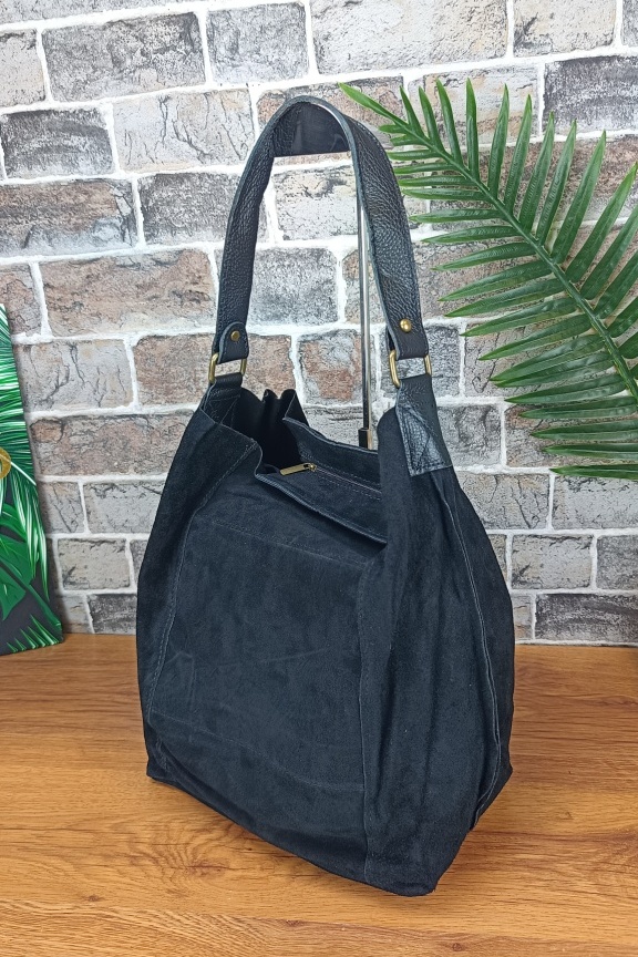 δερμάτινη-τσάντα-hobo-καστόρι-μαύρη