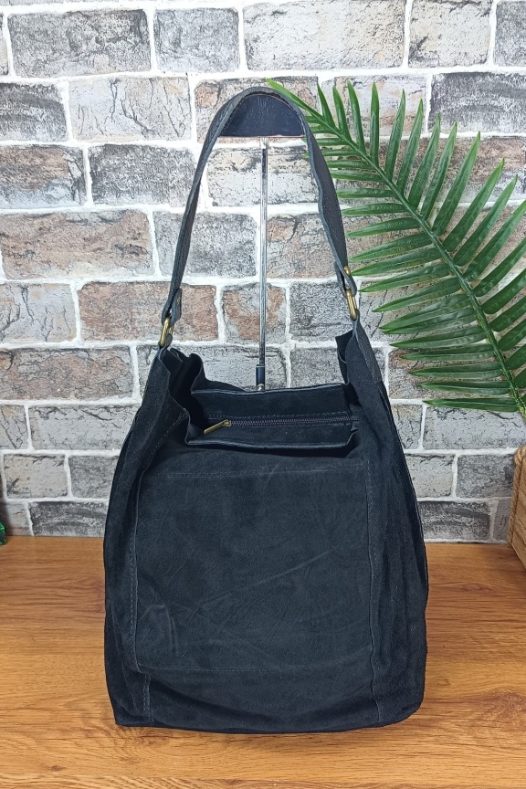 δερμάτινη-τσάντα-hobo-καστόρι-μαύρη