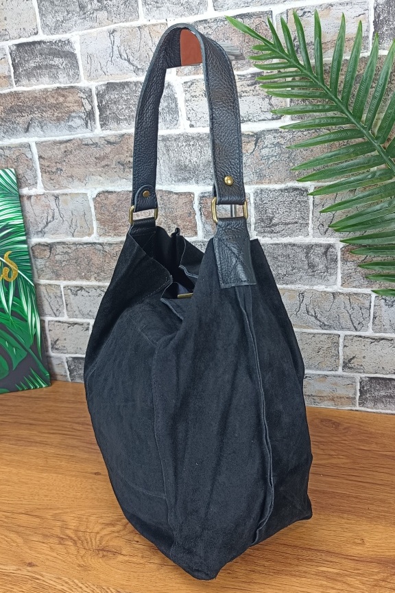 δερμάτινη-τσάντα-hobo-καστόρι-μαύρη