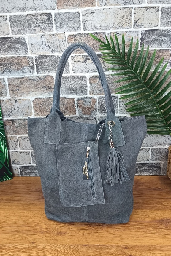 δερμάτινη-τσάντα-πορτοφολάκι-καστόρι-γκρι-σκούρο